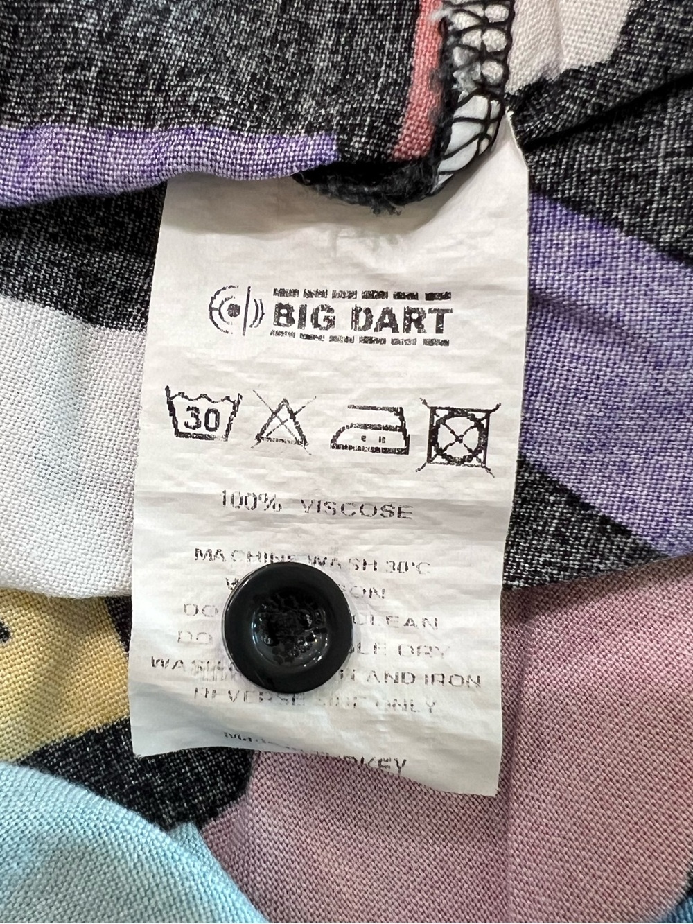 Big Dart Colorful Retro Geometric Print Button Down Viscose Shirt - Picture 6 of 8